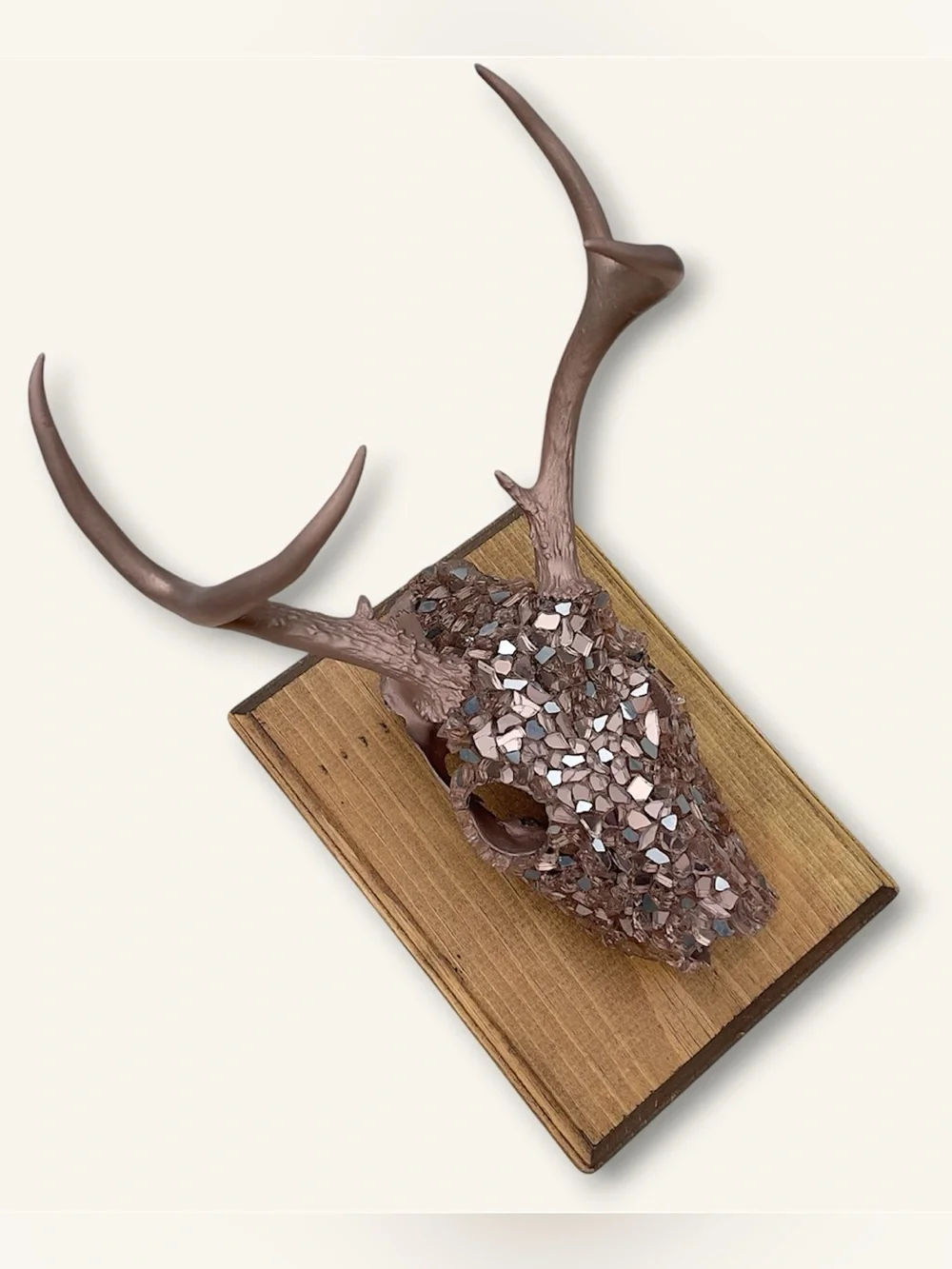 Rose Gold Fireglass Bedazzled Deer Skull Wall Art Home Decor Boho taxidermy